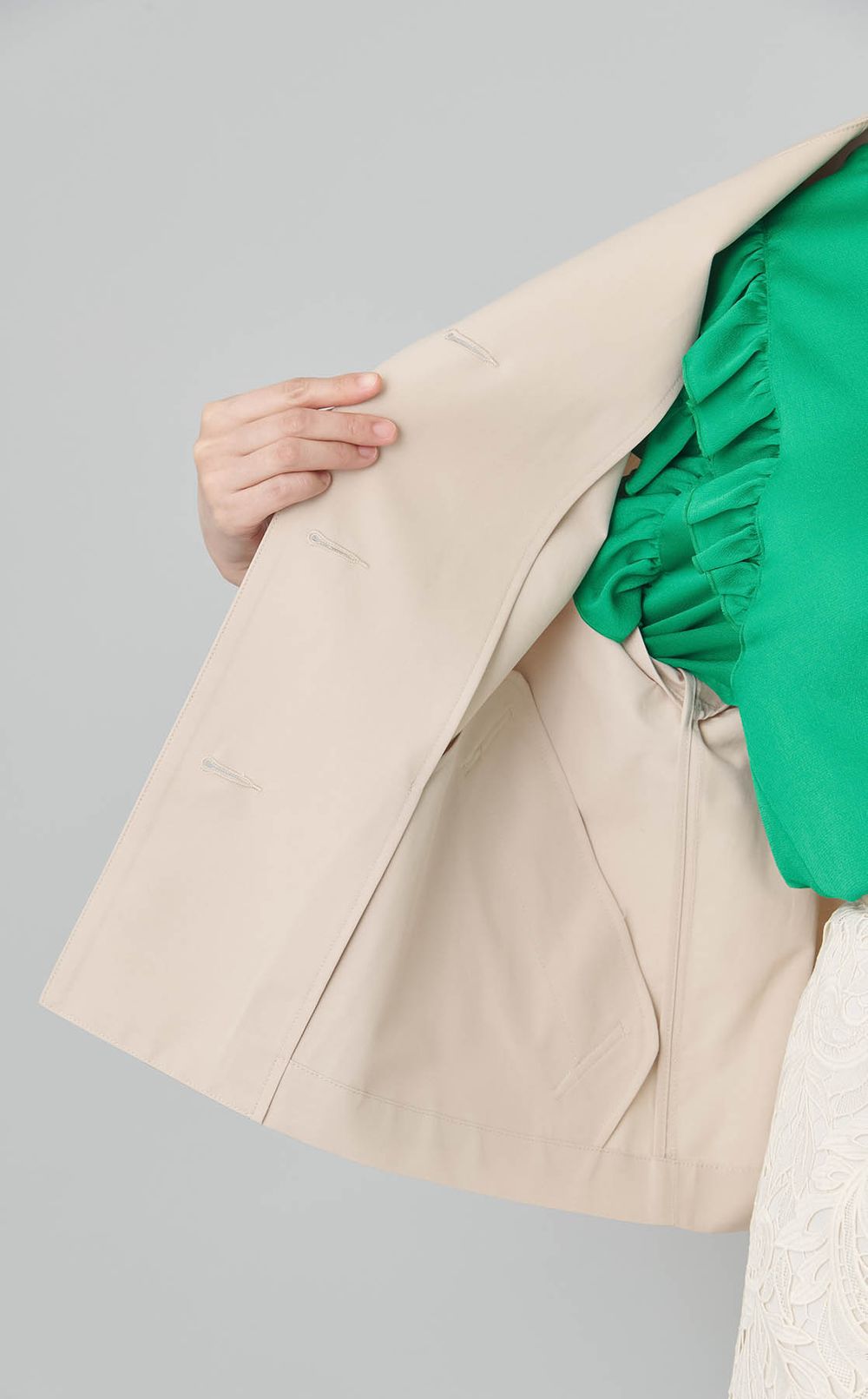 コットンウェザーノーカラージャケット