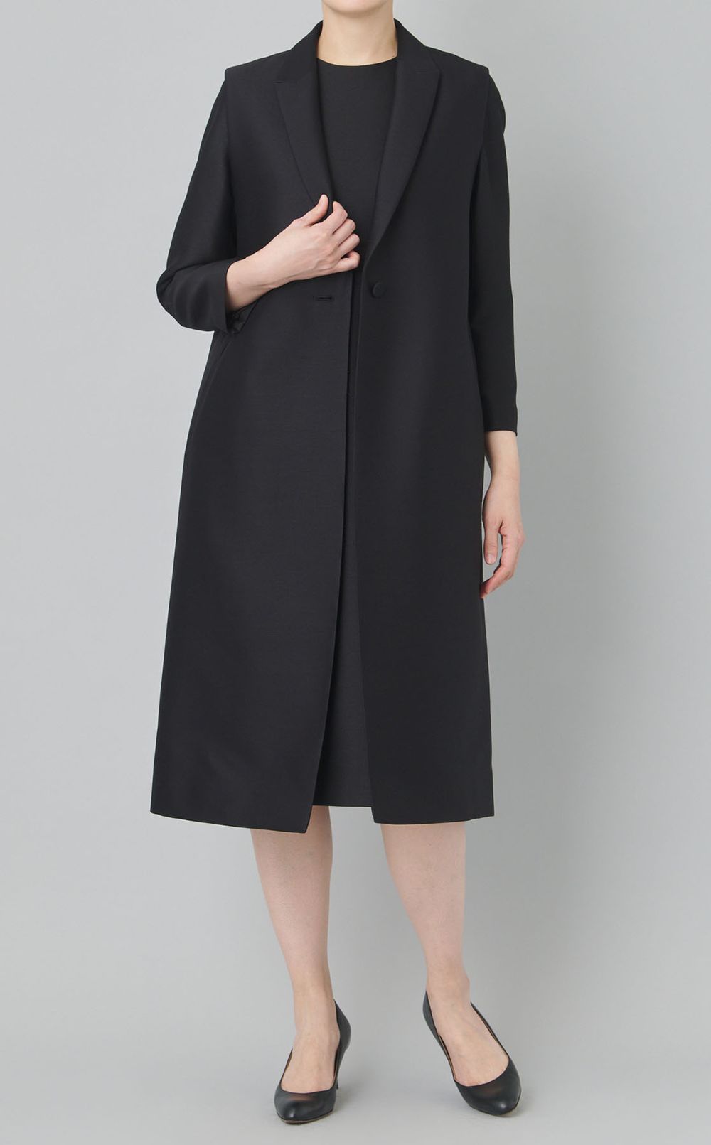 ウールシルクタッサーロングジレ