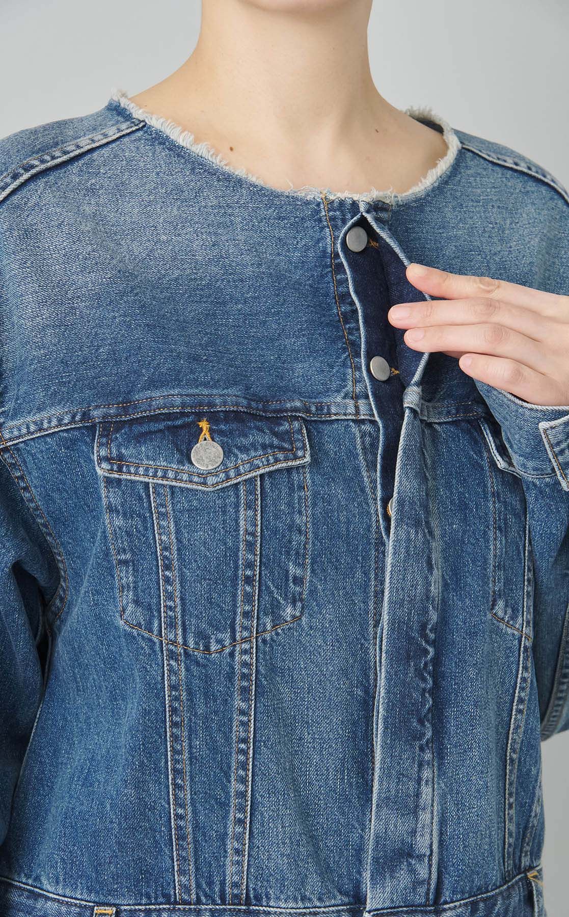 ETRE TOKYO カットオフネックデニムオールインワン - BLUE ETRE TOKYO - カットオフネックデニムオールインワン - BLUE | ADDICT