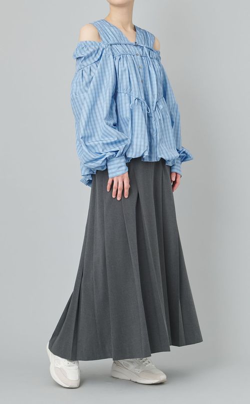 ギャザーボリュームタフタブラウス