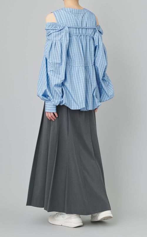 ギャザーボリュームタフタブラウス