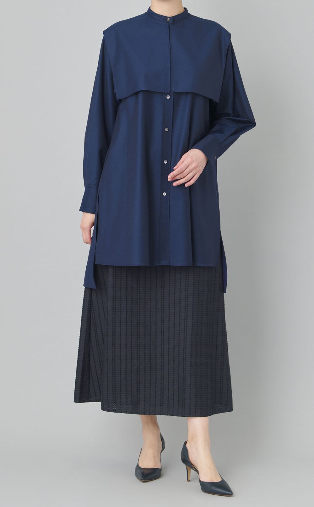 グログランジャガードバックフレアスカート