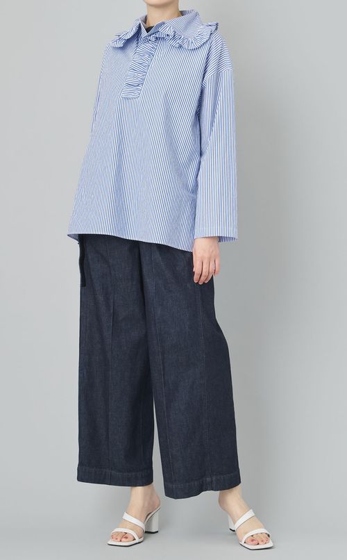 コットンラッフルカラープルオーバー