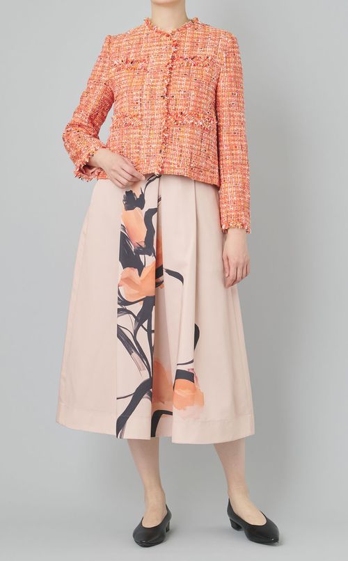 フラワープリントフレアミディスカート