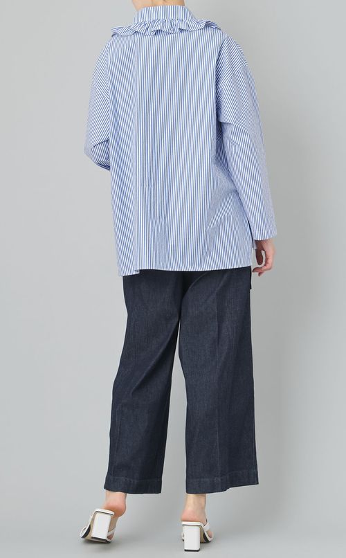 コットンラッフルカラープルオーバー