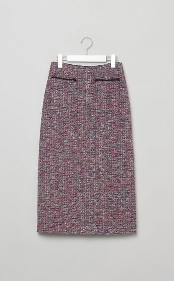 フリンジツイード Iラインスカート