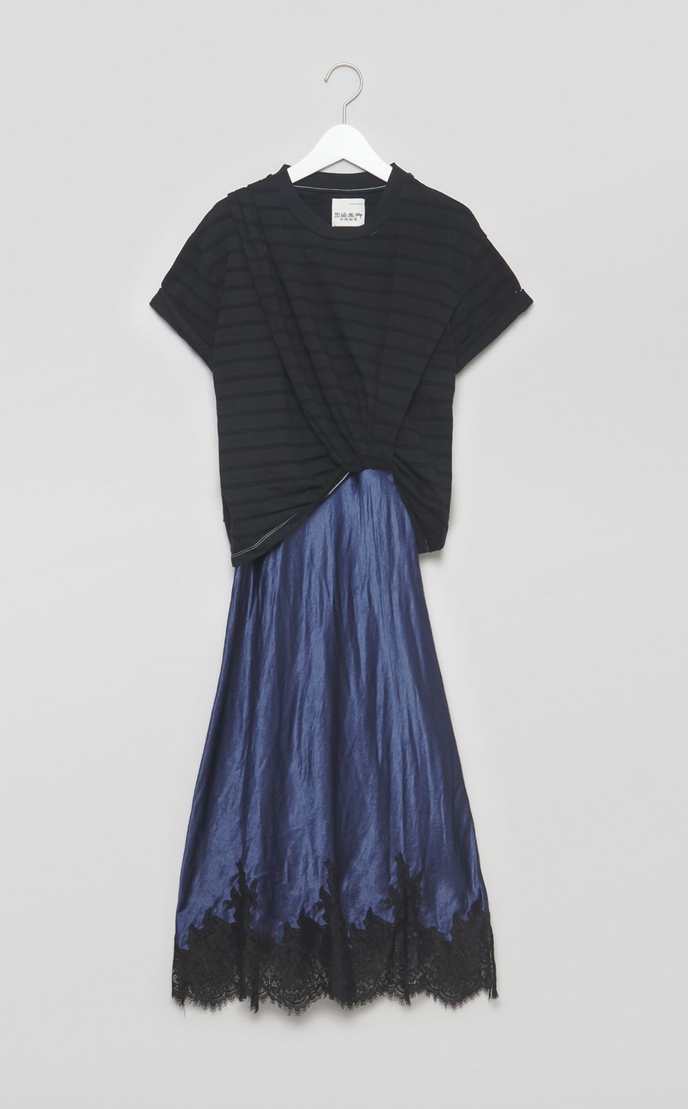 【reADdress】ボーダー切替レーススカートワンピース