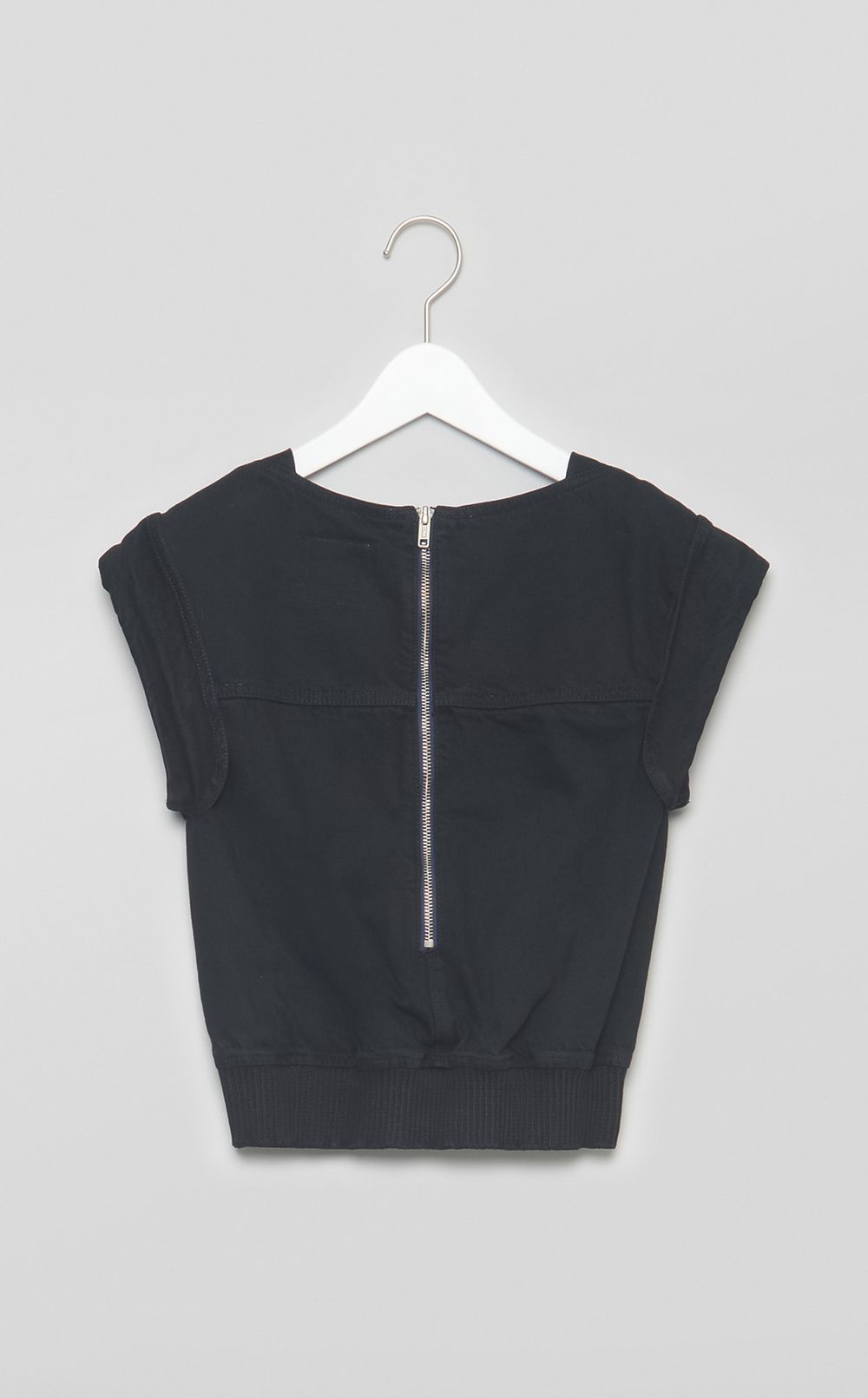 【reADdress】ウォッシュドデニムクロップドブラウス