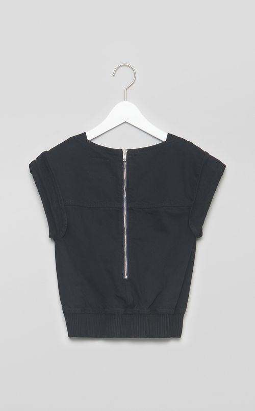 【reADdress】ウォッシュドデニムクロップドブラウス