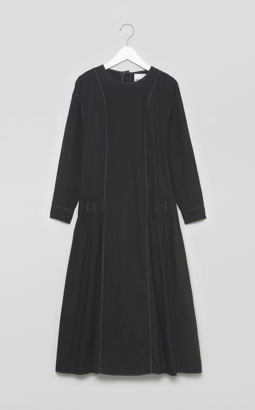 【reADdress】クルーネックギャザーロングワンピース