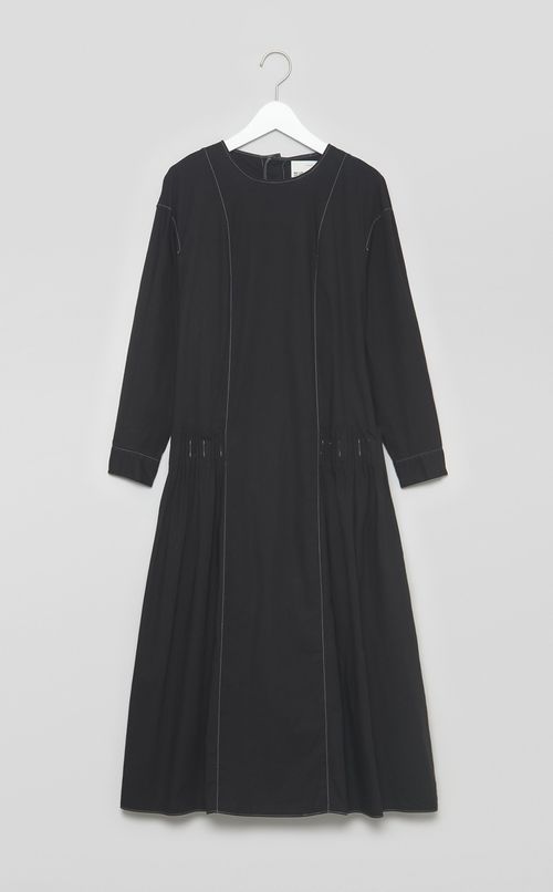 【reADdress】クルーネックギャザーロングワンピース