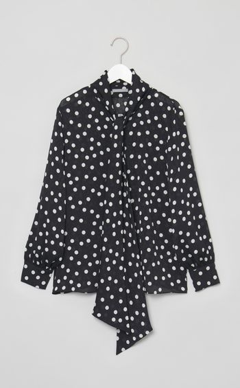 ドットボウタイブラウス