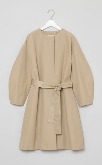 ナイロンコットンノーカラーコート