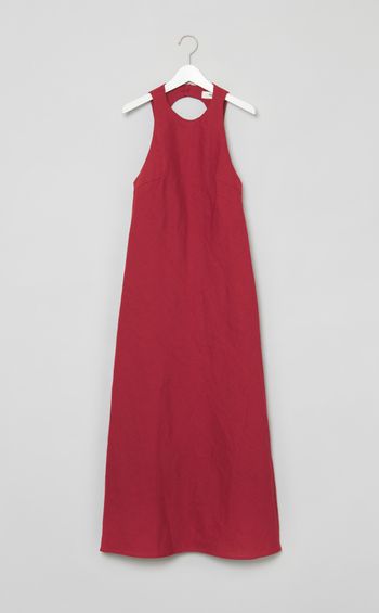 リネン混バックオープンドレス