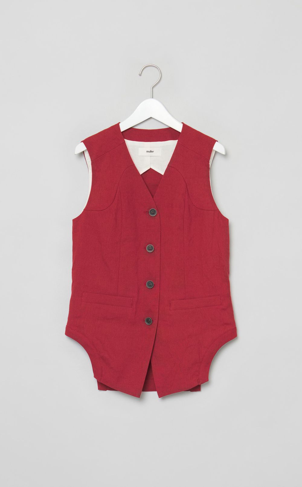 リネン混Vネックベスト