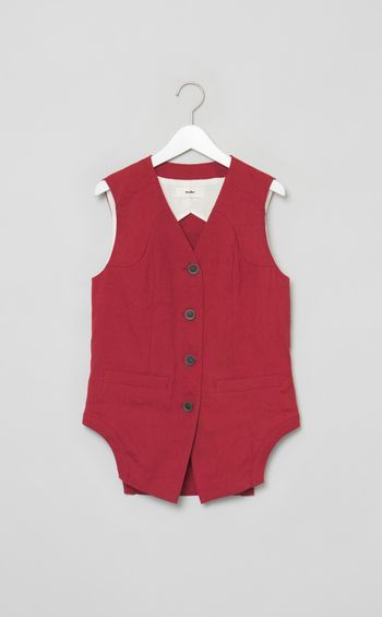 リネン混Vネックベスト