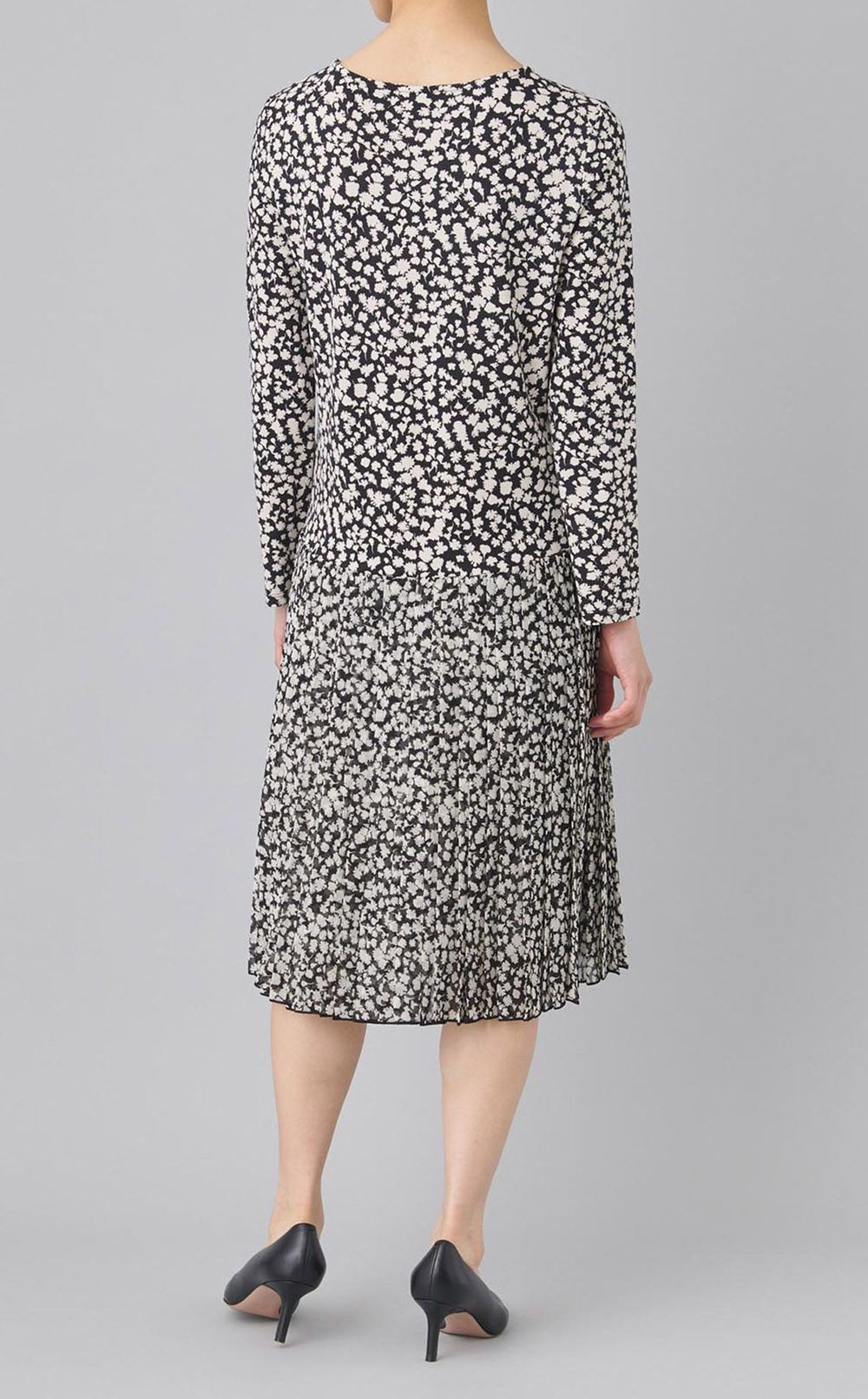 フラワープリント切替ジャージワンピース