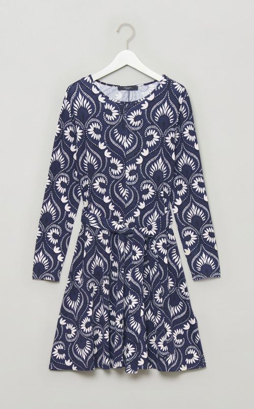 プリントベルテッドジャージワンピース