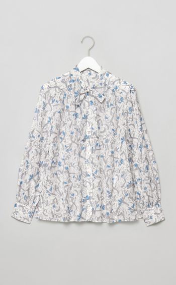 フラワーステッチボウタイブラウス