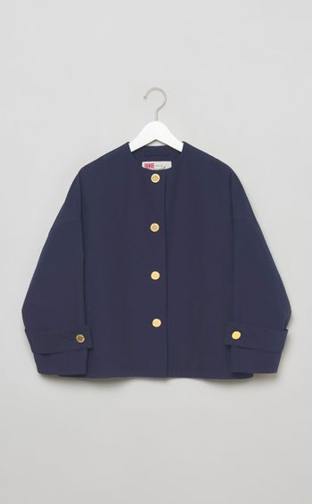 ノーカラーフレアショートコート