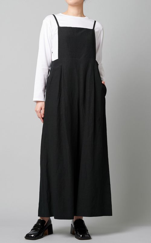 リネン混キャミソールワイドサロペット
