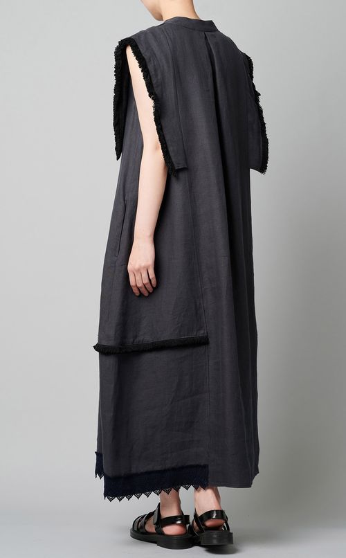 フレンチスリーブリネンワンピース