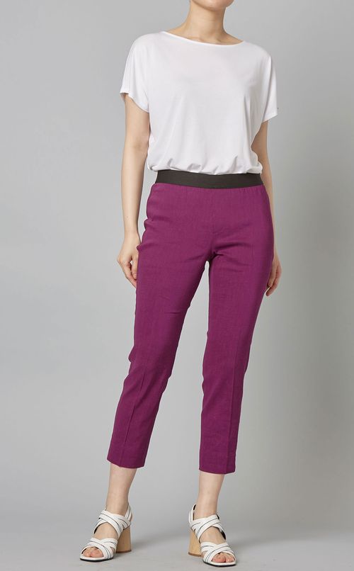 リネン混ストレッチパンツ