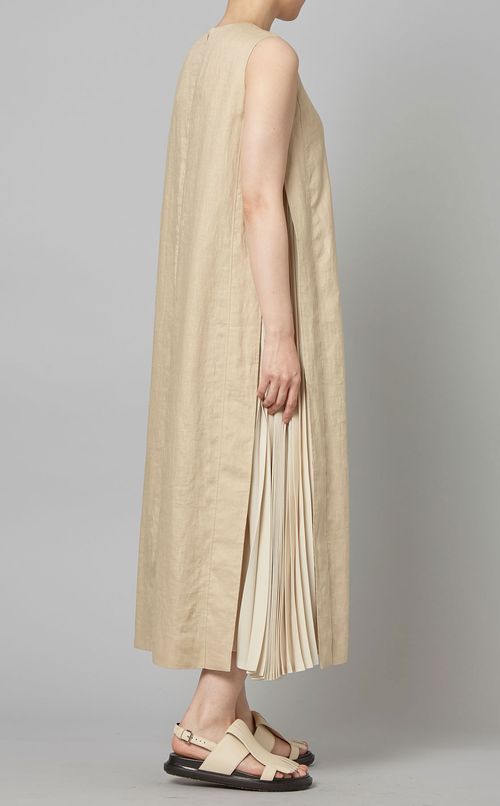 サイドプリーツリネンワンピース