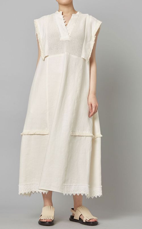 フレンチスリーブリネンワンピース