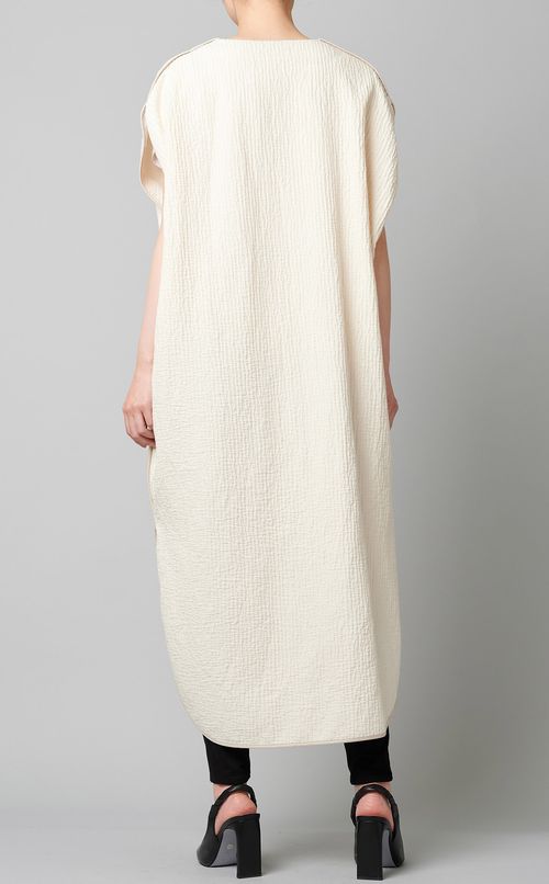 コットンキーネックロングワンピース