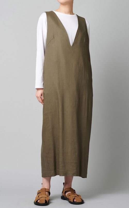 リネン混ロングジャンパースカート