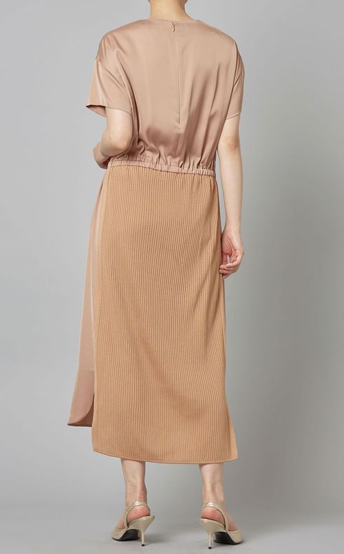 ニットドッキングサテンワンピース