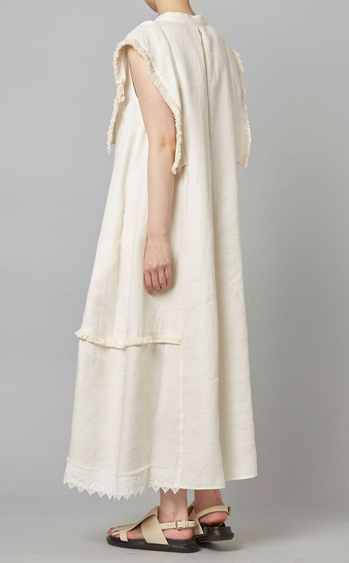 フレンチスリーブリネンワンピース