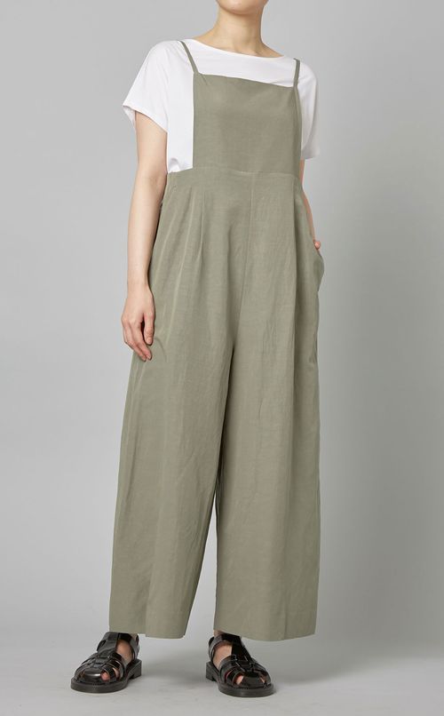 リネン混キャミソールワイドサロペット