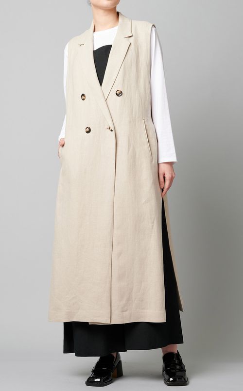 リネンダブルブレストロングジレ