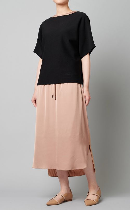 ニットドッキングサテンワンピース