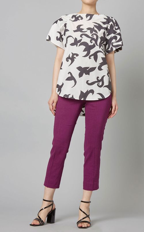 リネン混ストレッチパンツ