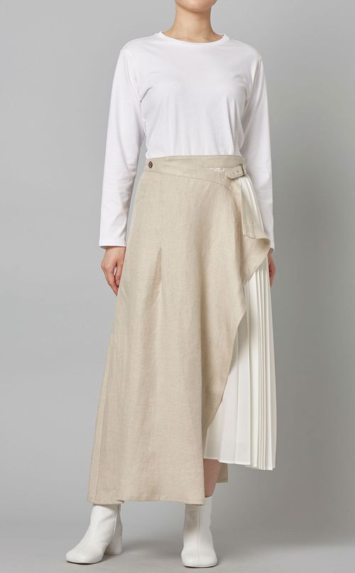 プリーツデザインロングスカート