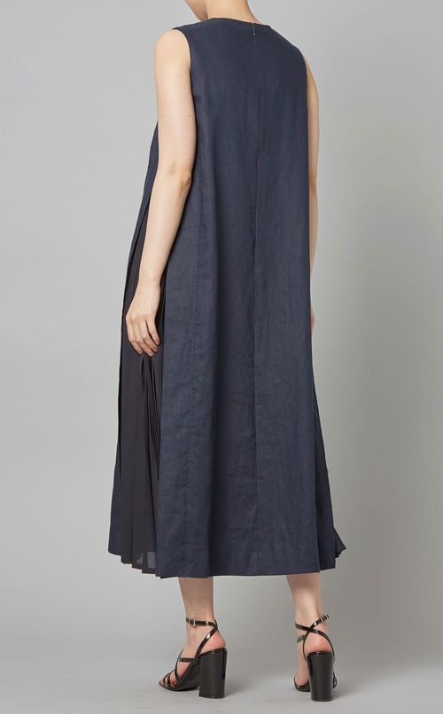 サイドプリーツリネンワンピース