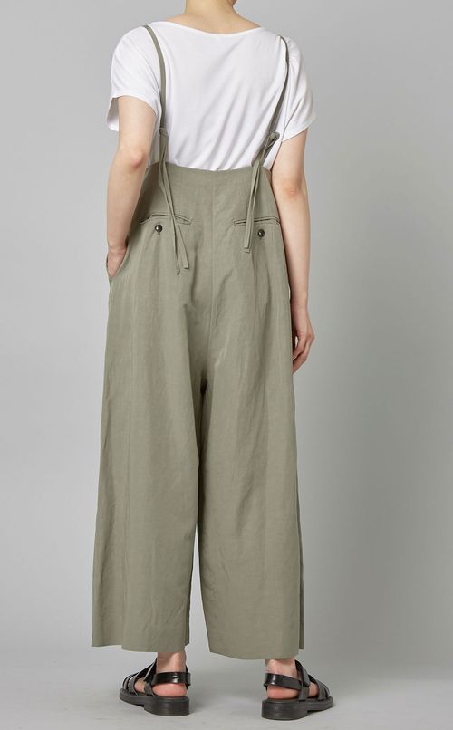 リネン混キャミソールワイドサロペット