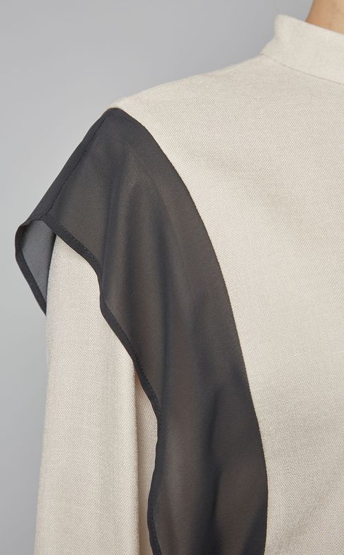 ショルダーシフォンバイカラーブラウス