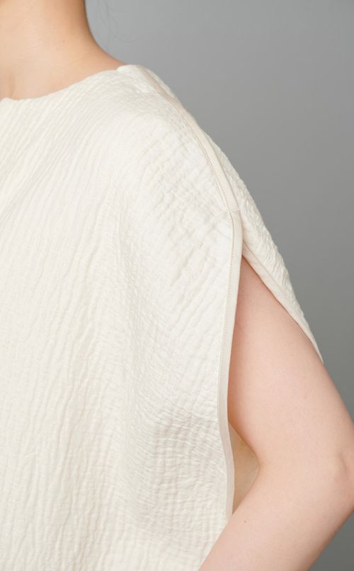 コットンキーネックロングワンピース