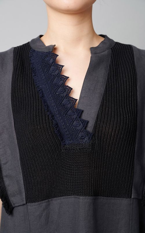 フレンチスリーブリネンワンピース