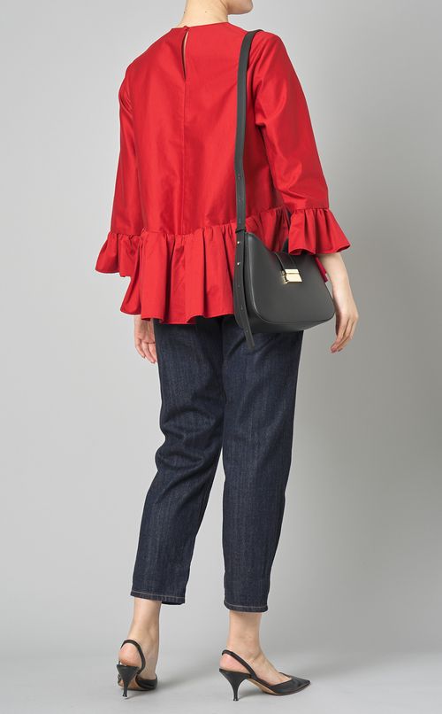 モールスキンラッフルフリルブラウス