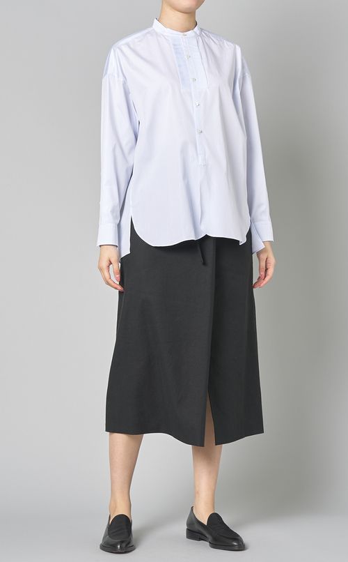 ピンタックノーカラーシャツ