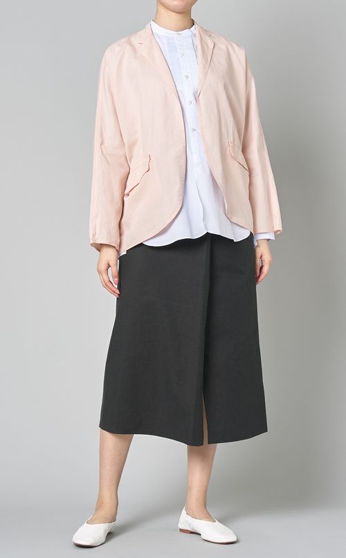 ピンタックノーカラーシャツ