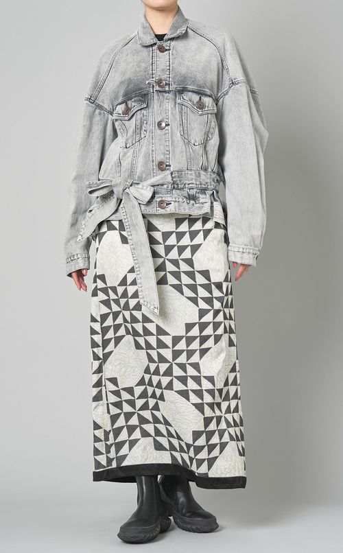 ハーフスクエアプリントロングスカート