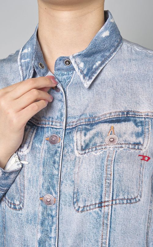 ダメージデニムプリントシャツ