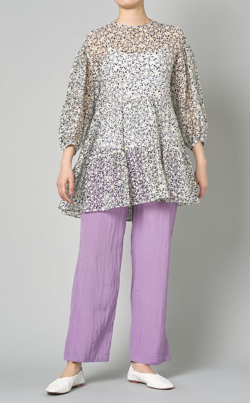 フラワープリントティアードブラウス