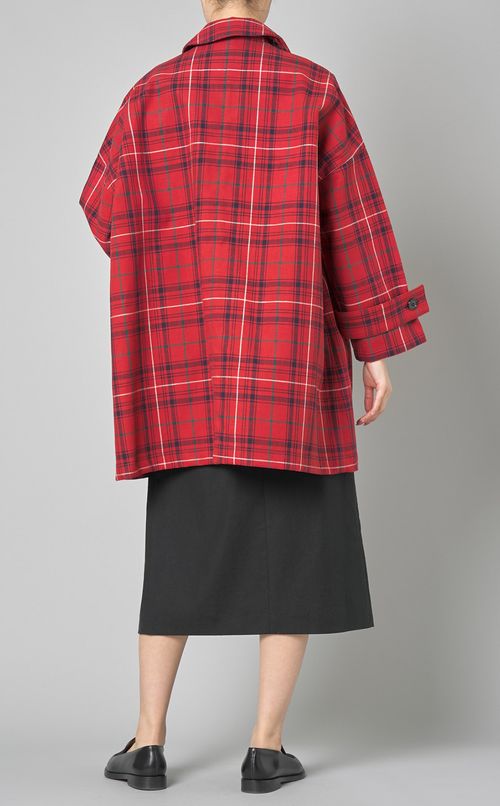 コットンタイプライターチェックコート